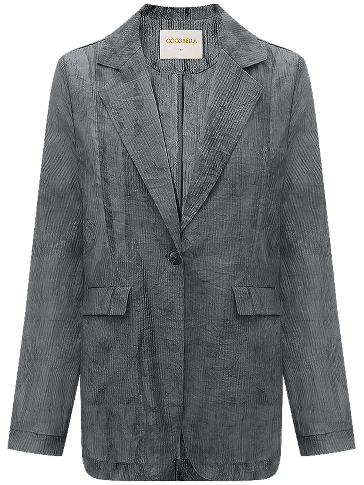 Ink-Washed Draped Striped Blazer-3